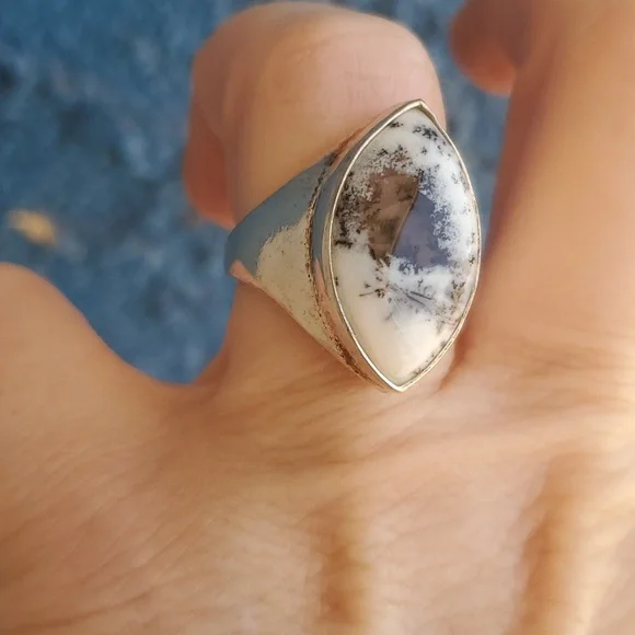 New Men's Dendritic Opal 925 Silver Ring. - Picture 5 of 10
